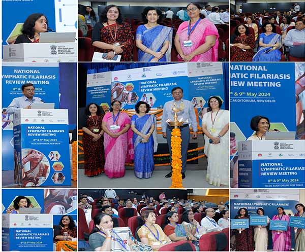 National Lymphatic Filariasis Review Meeting organised by NCVBDC, MoHFW on 08.05.24 in Delhi inaugurated by Sh. Apurva Chandra Sec. Health, MoHFW, in presence of Ms Aradhana Patnaik AS&MD, MoHFW, Ms Vandana Jain, JS, MoHFW, Ms Smriti Sharan, JS, NRLM, Dr. Tanu Jain, Dir. NCVBDC & other dignitaries.