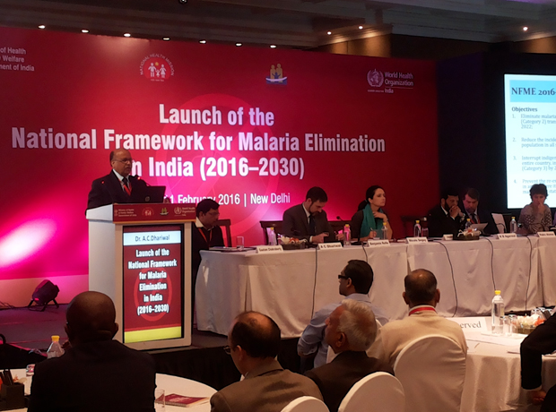 Launch of “The National Framework for Malaria Elimination (NFME) in India”\r\n10-11 Feb 2016 at Regency Ballroom, Hyatt Regency, New Delhi