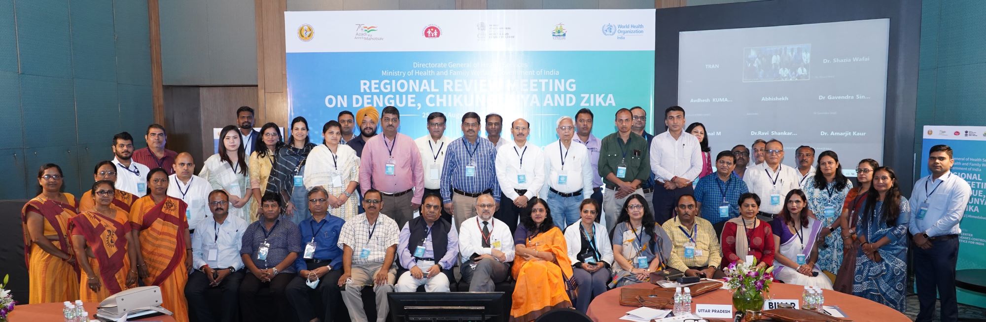 Group Photo of all Officers/Officials participated in 2nd Regional Review Meeting on Dengue, Chikungunya and Zika at Ahmedabad from 25th - 27th August 2022