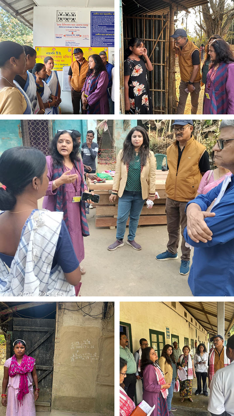 On 25 Feb 2026, A Central Team led by Dr. Tanu Jain, Director, NCVBDC, along with Dr. Runu Bala Das, State Programme Officer and other state officials, visited Nahorani Tea Estate PHC, PHC Rangapara, Village No. 7 Hatibari (Block Rangapara), and Village Burpukhuri, PHC Burpukhuri (Block Balipara), District Sonitpur to monitor the ongoing Mass Drug Administration (MDA) for Elimination of Lymphatic Filariasis (ELF) and review MMDP care services provided under the ELF programme.  

The team also assessed progress under the Malaria Elimination Programme, reviewed the Adult JE Vaccination Campaign, and evaluated ongoing Vector-Borne Disease (VBD) control activities in the area.