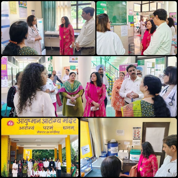 A Central Team led by Dr. Tanu Jain @DirectorNCVBDC along with SRD Chandigarh, UT team & other Central & UT officials, visited Urban Ayushman Arogya Mandir (U-AAM), Sec-39, Chandigarh, to review VBD preparedness, surveillance and implementation under the NHM. #DrivenToEndMalaria