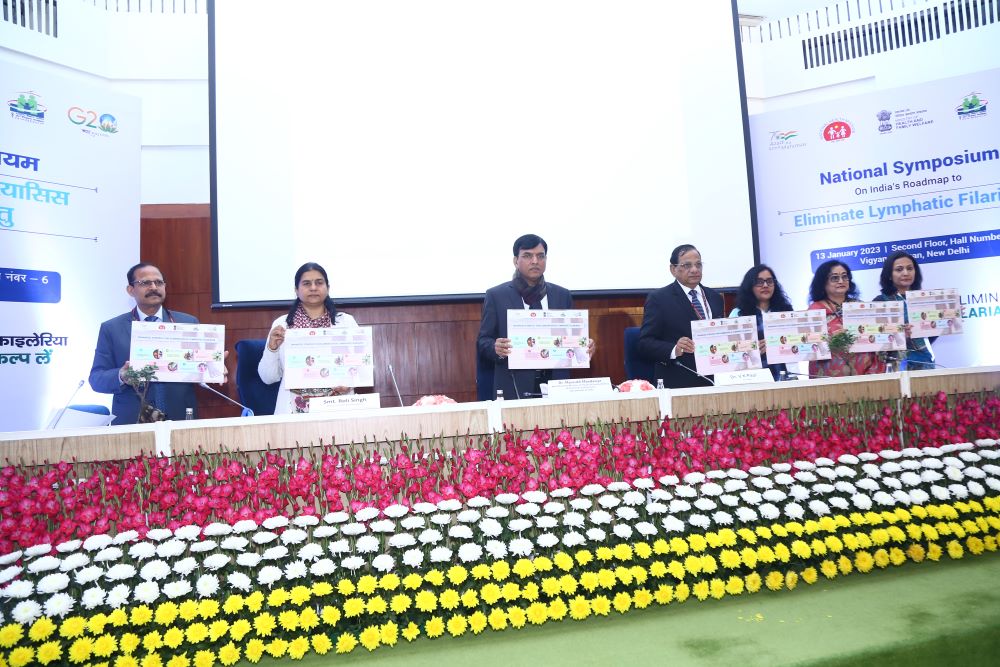 National Sysmposium on India's Roadmap to Eliminate Lymphatic Filariasis inaugurated by Dr. Mansukh Mandaviya, Hon'ble Health Minister and Chemicals & Fertilizers, Govt. of India on 13th Jan 2023 at Vigyan Bhawan, New Delhi.