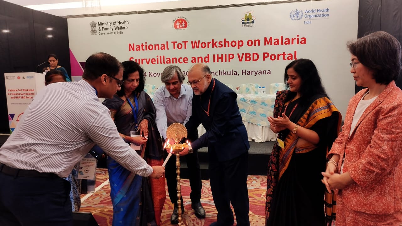 Dr. Atul Goel, DGHS, MoHFW, GoI inaugurated 2 days (3-4 Nov 2023) National ToT workshop on Malaria Surveillance and IHIP VBD Portal at Panchkula, Haryana in presence of Dr. Tanu Jain, Director NCVBDC; Ms. Payden, Dy. WR, WHO India and Dr. Randeep Singh Poonia, DGHS, Haryana.