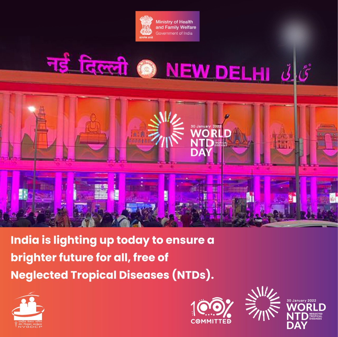 On #WorldNTDDay, India will illuminate the iconic New Delhi Railway Station to join a global movement to combat Neglected Tropical Diseases (NTDs). Let's come together and spread awareness about these diseases - 30 Jan 2022
