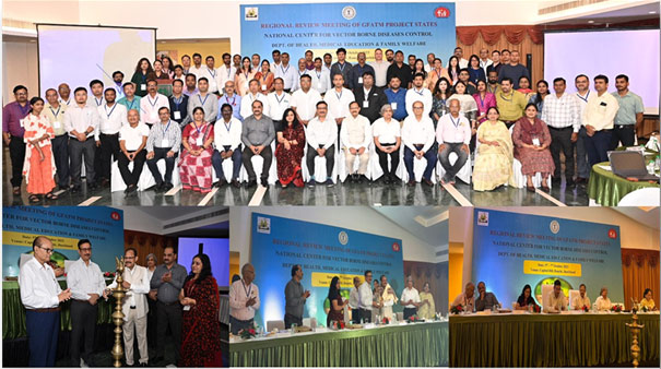Regional Review Meeting for Global Fund project states (i.e. Assam, Arunachal Pradesh, Chhattisgarh, Jharkhand, Manipur, Meghalaya, Mizoram, Nagaland, Odisha and Tripura) was held in Ranchi, Jharkhand which was inaugurated on 6th October 2023 by Mr. Arun Kumar Singh (Additional Chief Secretary, DoHFW, Govt. of Jharkhand), Shri Rajiv Manjhi (Joint Secretary VBD, MoHFW), Dr Tanu Jain (Director, NCVBDC, MoHFW), Shri Vidyanand Pankaj (Additional Mission Director, NHM, Jharkhand), Dr Birendra Prasad Singh  (Director In Chief, DoHFW, Govt. of Jharkhand) in the presence of senior officers from Malaria division NCVBDC, State health department Jharkhand, Senior State Officer from the project states, Senior Regional Director, Regional Directors, WHO and Other partners.